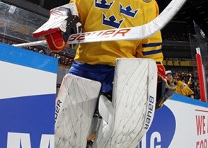 MALMO, SWEDEN - JANUARY 2: Sweden's Oscar Dansk #35 takes to the ice for quarterfinal action agains Slovakia at the 2014 IIHF World Junior Championship. (Photo by Andre Ringuette/HHOF-IIHF Images)